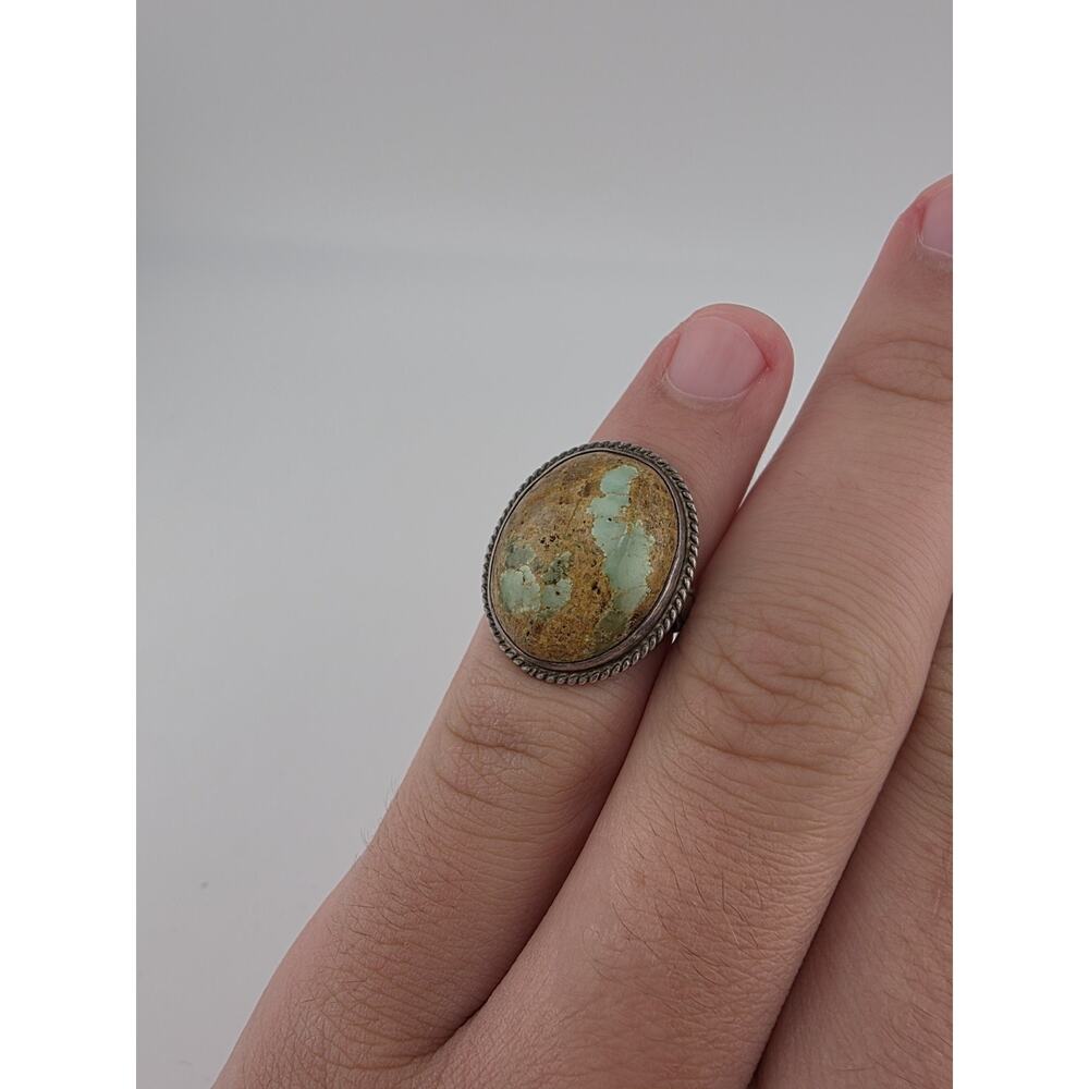 Native American Sterling Silver 925 Turquoise Ring Size 3.5